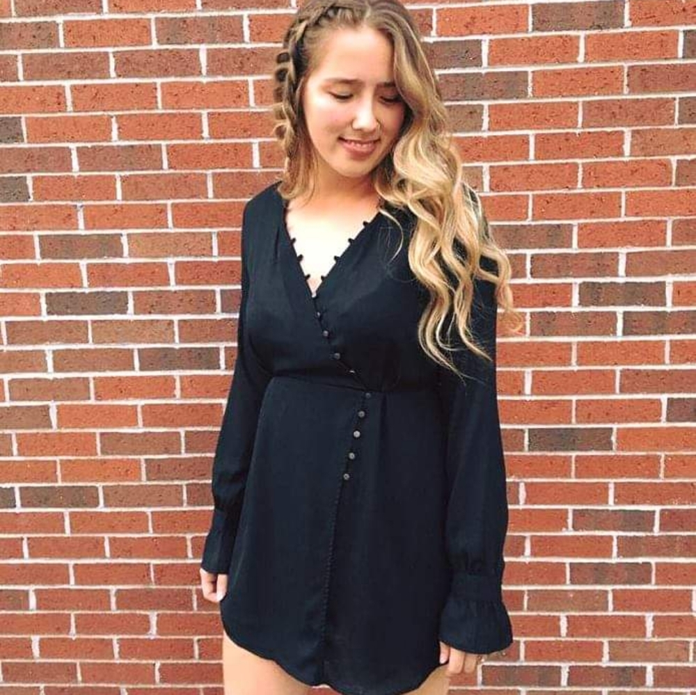 Gentle Fawn Elijah Faux-Wrap Dress in Black Small
